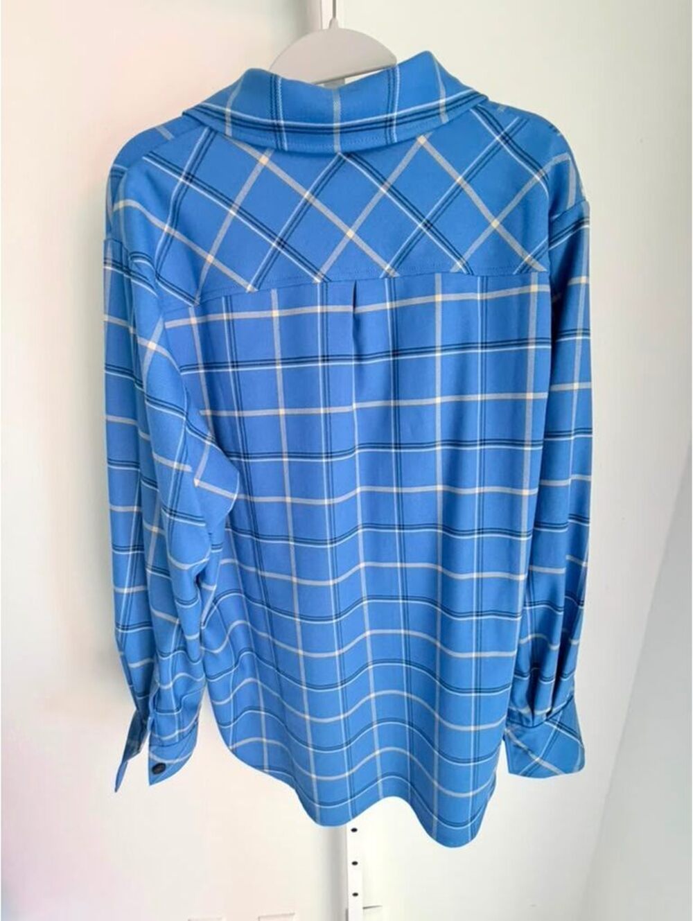 Dress by Stesha Moscow Designer Blue Plaid Oversized Button Down Shirt Size S-M - Picture 4 of 15